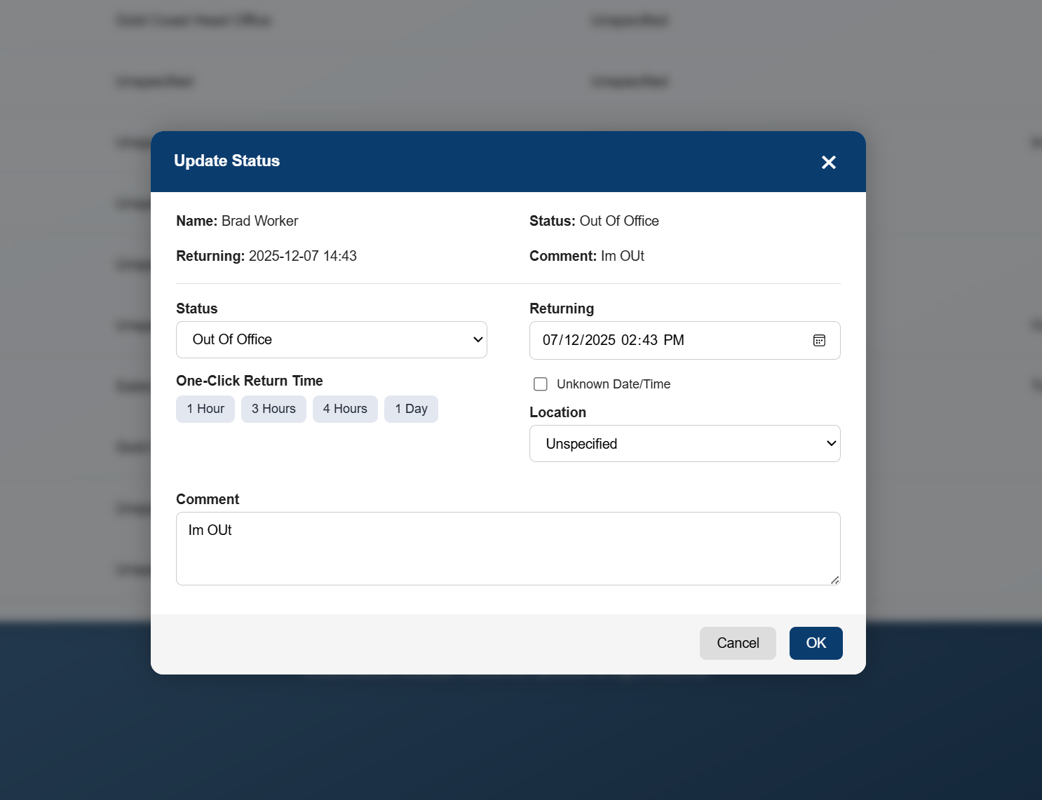 Update Status Screenshot